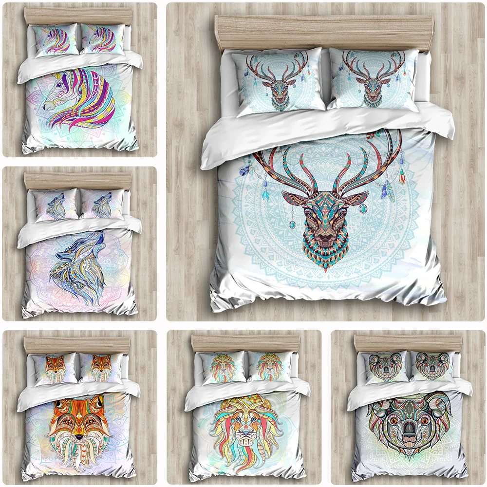 Постельное белье в богемном стиле с объемным рисунком мандала комплект