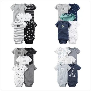 

Clearance 5PCS/LOT Baby rompers Infant Body Short Sleeve Clothing baby Jumpsuit Cartoon Printed Baby Boy Girl clothes