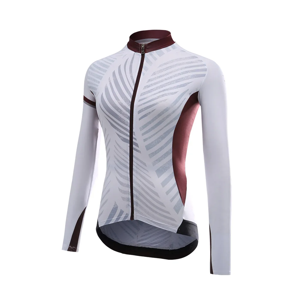Santic Women's Cycling Jersey Long Sleeve Bicycle Tops Full Zipper MTB Bike Shirts Reflective Sport Clothing Jacket with Pockets