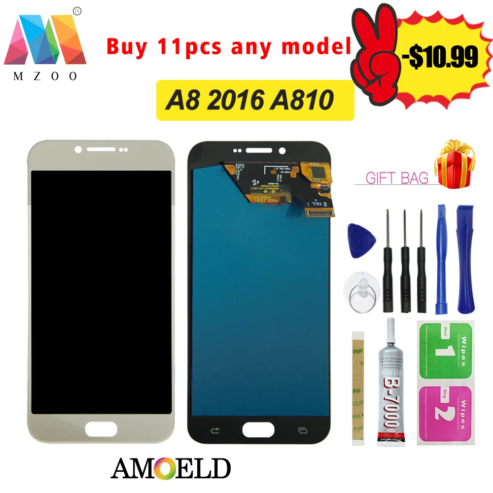 

100% Test High Quality Can Adjustment LCD For Samsung Galaxy A8 2016 A8100 A810 LCD display touch screen digitizer Assembly