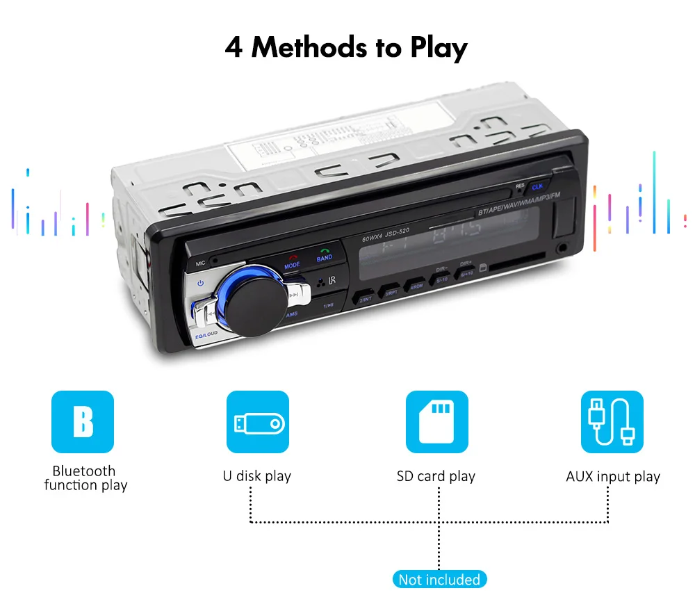 JSD-520 Bluetooth Авто mp3-плеер мультимедийная система 87,5-108,0 МГц FM Радио пульт дистанционного управления XZ-66