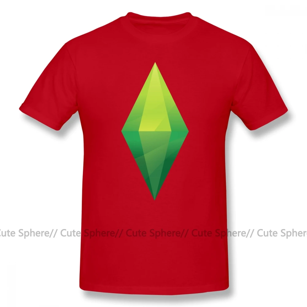 The Sims/футболка The Sims Plumbob, футболка, Милая футболка с принтом, модная футболка с коротким рукавом, большой размер, 100 хлопок, Мужская футболка - Цвет: Red