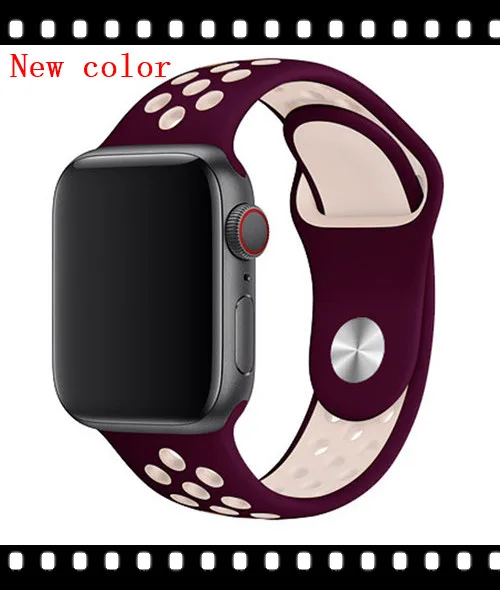 red wine pink Ремешок для apple watch band 44 мм 40 мм correa apple watch 4 3 band 42 мм/38 мм iwatch спортивный силиконовый ремешок-браслет аксессуары для часов - Цвет ремешка: red wine pink