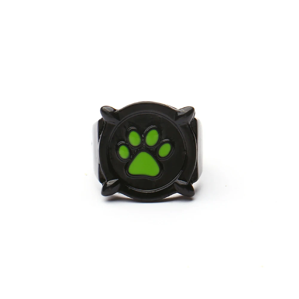 Anime Black Cat Rings Girl Boy Green Print Enamel Cat Paw Finger Ring Cosplay Jewelry Party Kids Men Women Ring Birthday Christm