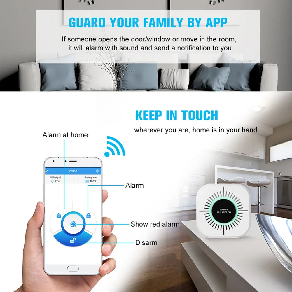 

Wireless Wifi Burgla Alarm Systems Anti-pet Interference Detector for Smart Home Hi 888