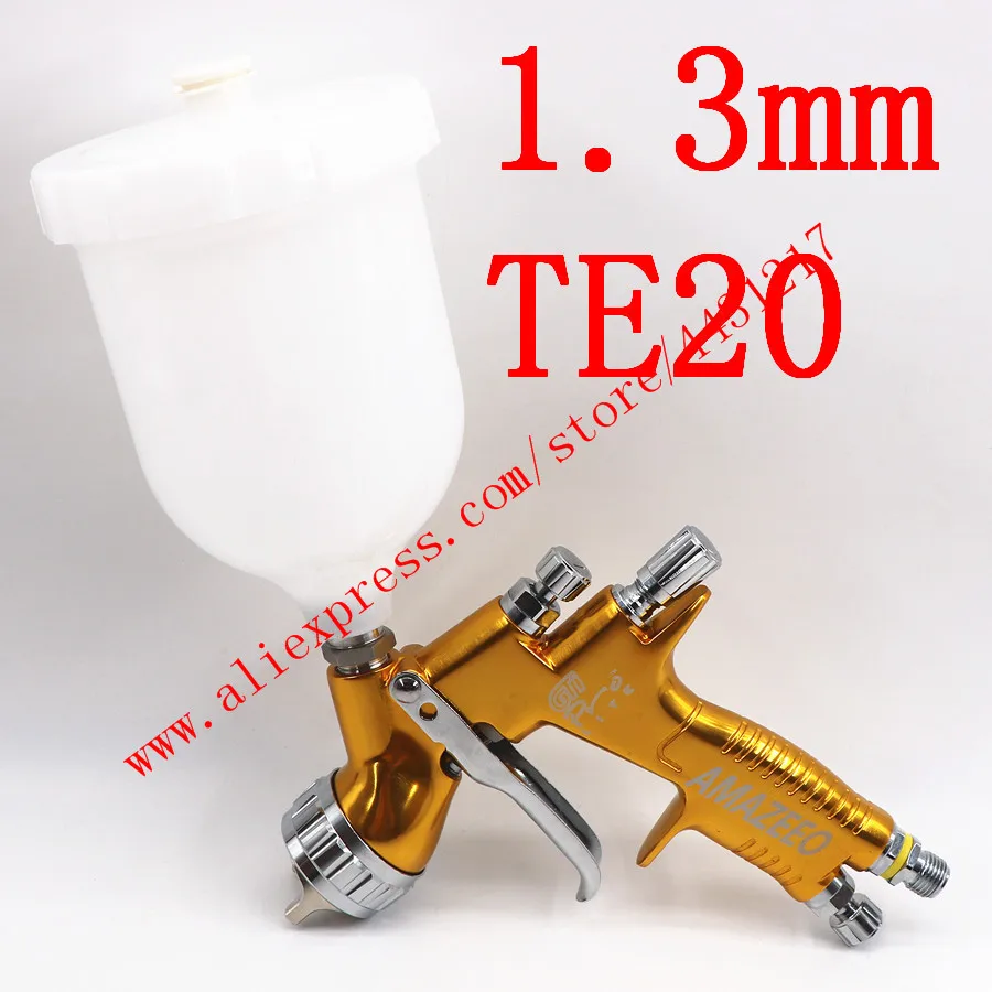 Golden 1.3mm TE20 Lvmp Профессиональный высокоэффективный gti pro lite пистолет-распылитель TE20 T110 1,3/1,8 мм краска на водной основе Автомобильный Краскораспылитель - Цвет: Golden 1.3mm TE20