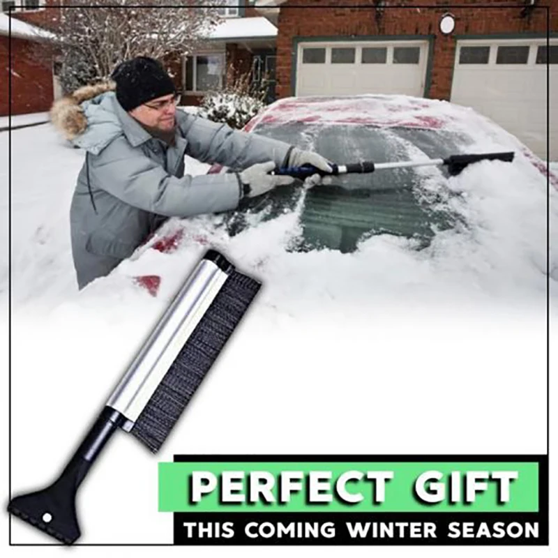 Winter Car Windshield Ice Scraper Glass Snow Brush Extendable Stainless Steel Snow Remover