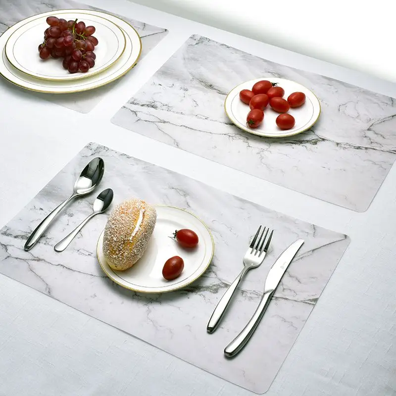 

1pc Marble Pattern Stripe PVC Mat Table Mats Plate Dish Pads Non-Slip Dishware For Kitchen Accessory Wedding Party Decoration