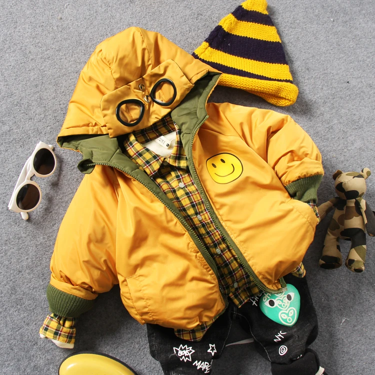 90-130cm height new winter warm cotton-padded boys fashion jacket with hood boys new style warm jacket