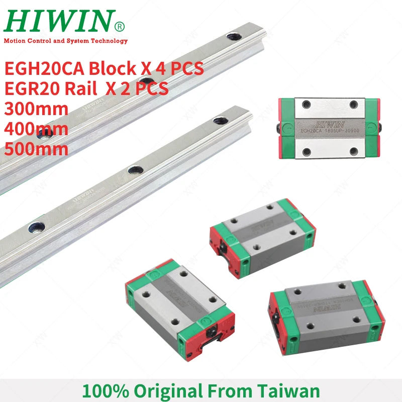 HIWIN Original 2pcs rail EGR20-L 300mm 400mm 500mm linear guides Rail with 4pcs EGH20CA carriage blocks for CNC router