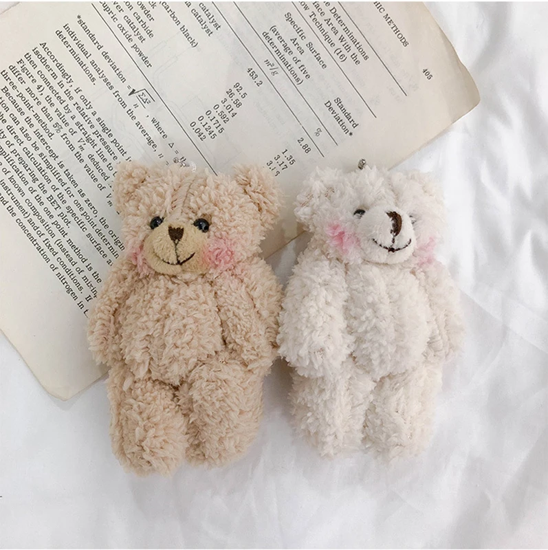 Милый коричневый медведь брелок для женщин Кролик Мех помпоны Лебедь