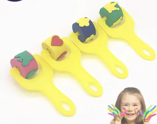 1set 4pcs Губки для рисования кисть для детей кисть для рисования цветочный трафарет дети DIY граффити Рисование игрушки - Цвет: 1set 4pcs