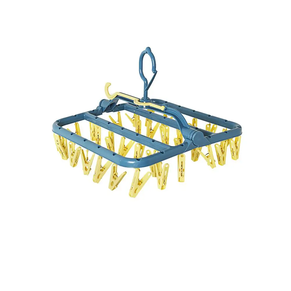 Бронза 32 Clip Drying Rack Folding Underwear Socks Clothes Hanger Multi-functional Windproof Belt Household Collapsible Laundry#3F - Цвет: Бронза