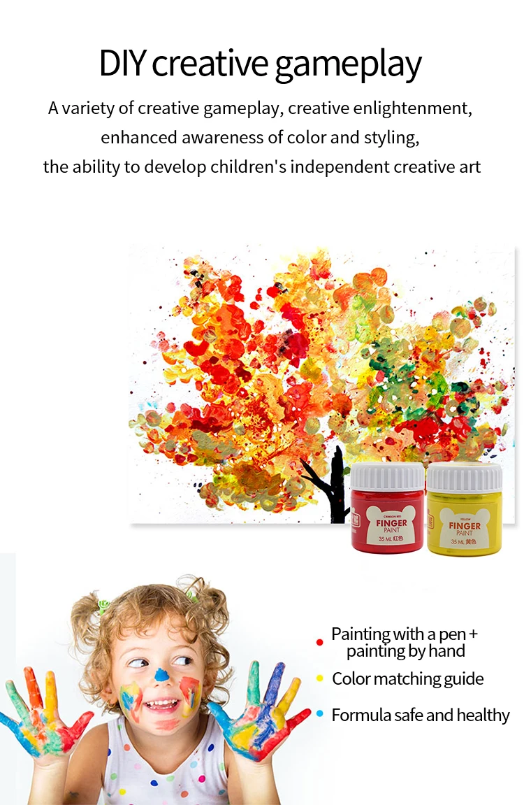 Barbie Bear Creative Finger Pigment 35ML Painting Set 6 Colors Pigment DIY Graffiti Paint Safe Non-toxic Mild Delicate Supplies