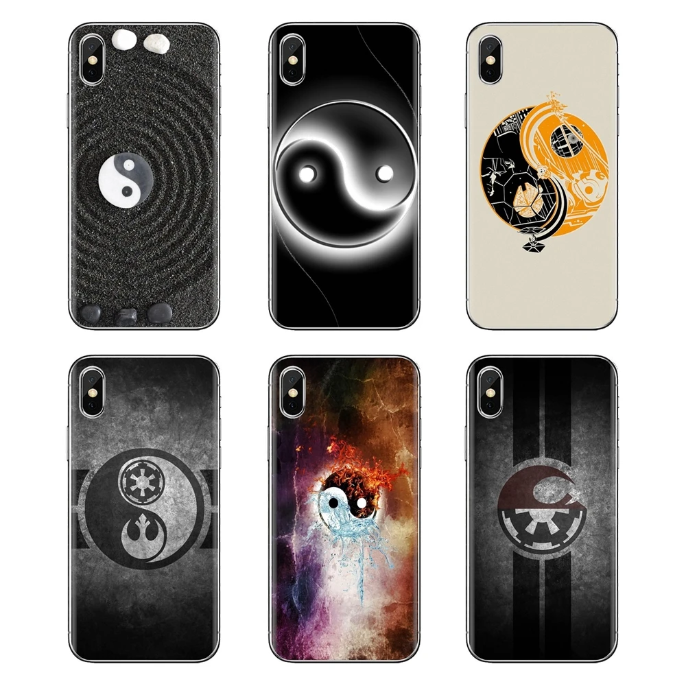 For iPod Touch Apple iPhone 4 4S 5 5S SE 5C 6 6S 7 8 X XR XS Plus MAX Star Wars Yin Yang Logo Chinese Transparent TPU Skin Cover |
