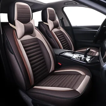 

(Front+Rear) Flax Universal Car Seat Covers Fit For Nissan Note Peugeot 206 Toyota Auris Camry 50 Hyundai Getz Covers