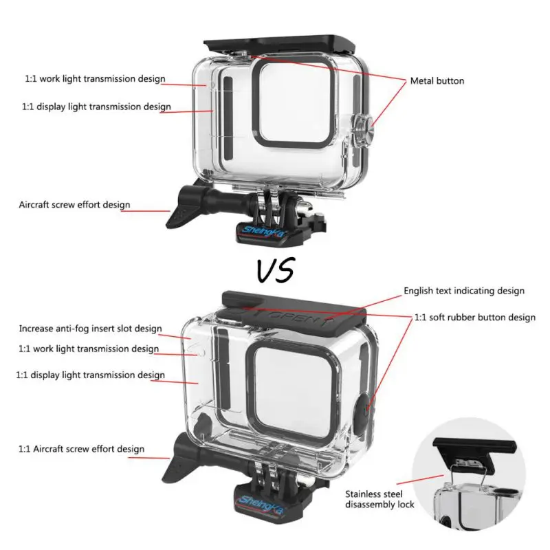 Для спортивной камеры GoPro8 водонепроницаемый чехол Защитный чехол для дайвинга мягкий резиновый ключ водонепроницаемый чехол