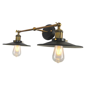 

Vintage Industrial Wind US/EU Plug Wall Light Creative Simple Single/Double Heads Umbrella Style Metal Wall Lamp For Home Decor