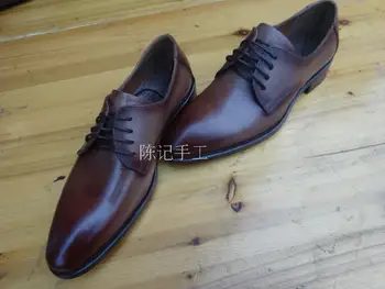 

Shoes Formal Shoes Handmade Customize Handmade Dyeing Leather Calfskin Sole Customize Men Derby Shoes Genuine Leather Lace-up