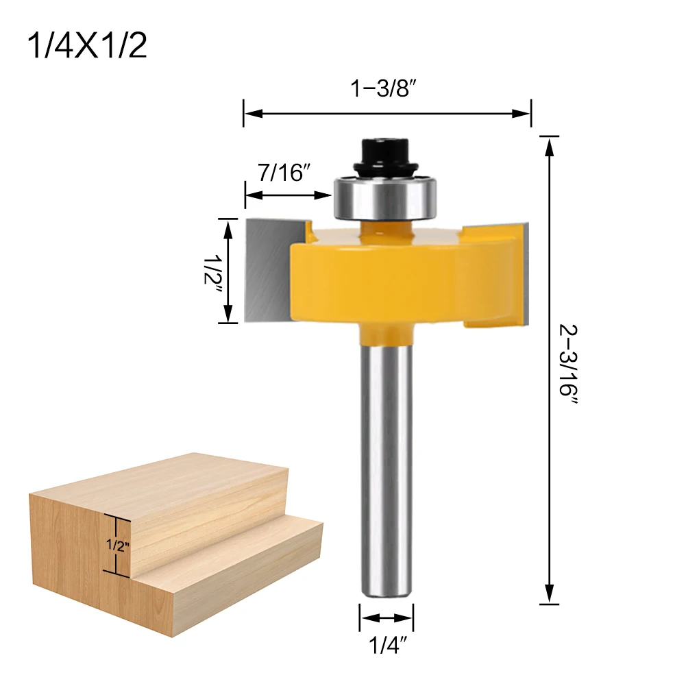 6, 8, 12mm Schaftfräser mit 6 Lagern - 1/2'H - 1/4' Schaft Holzbearbeitungsfräser Zapfenfräser für Holzbearbeitungswerkzeuge – Detail 18
