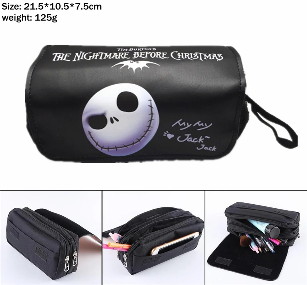 Кошмар перед Рождеством, тканевый чехол-карандаш Jack Skellington, Студенческая сумка, женская косметичка, косметички, канцелярские товары, подарок