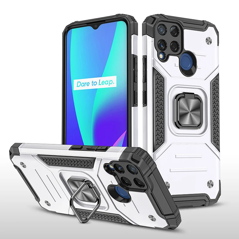 oppo flip cover REALME C25 C15 C3 C11 Shockproof Ring Back Case For OPPO A52 A54S Reno 5 Lite 5F Luxury Case Realme 5S 5 S 6 6i C15 C25S Etui oppo mobile cover