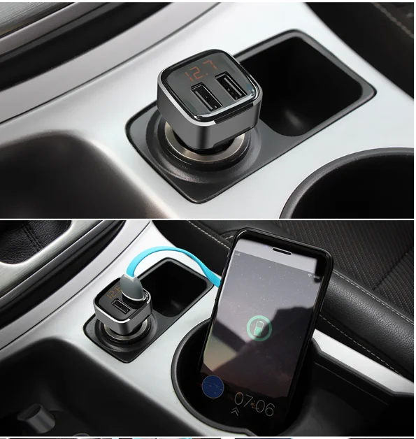 Мини USB Силовая розетка автомобильное быстрое зарядное устройство прикуриватель розетка цифровой дисплей в режиме реального времени с выключателем питания