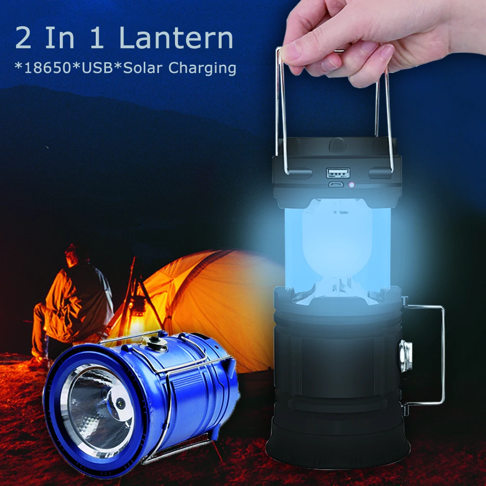 Solar Power Bank Rechargeable Lamp Torch Lantern Camping Light Outdoor Lighting 18650 Camping Light Rechargeable Torches Camping