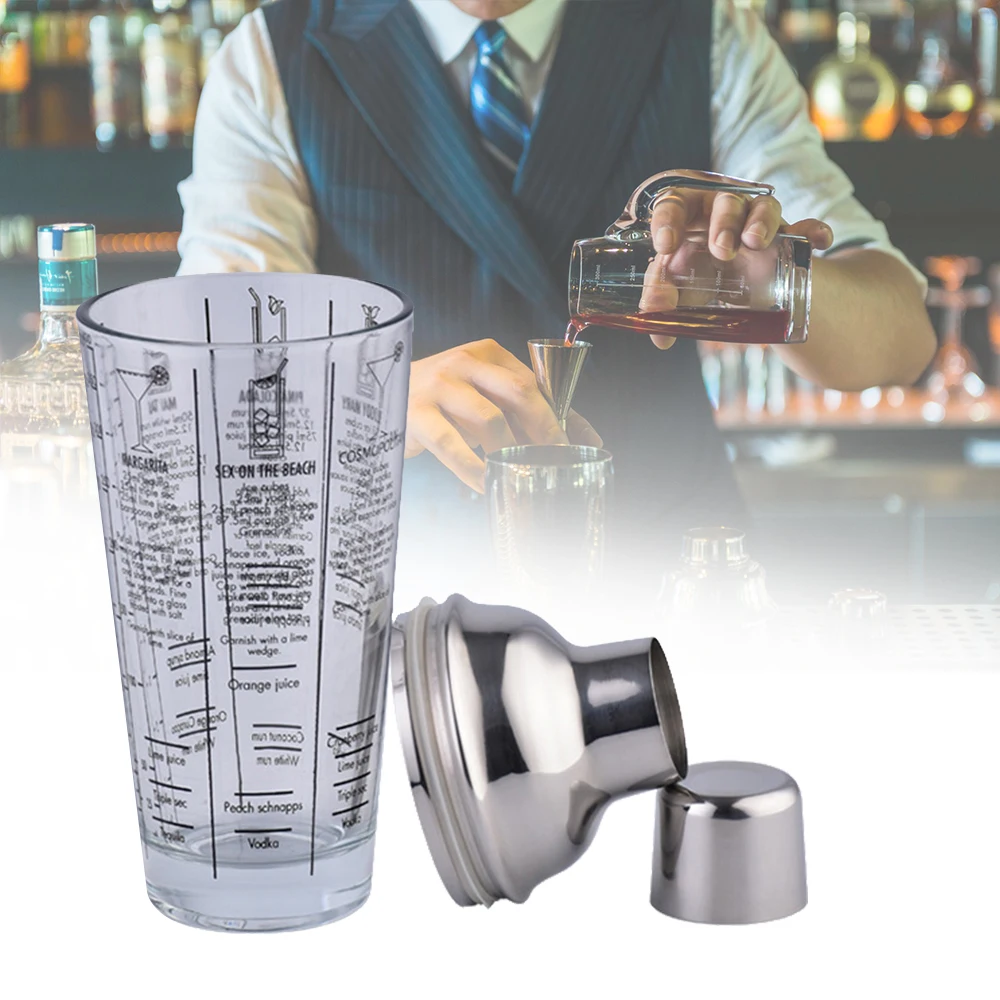 1PCS 400ML/700ml Bottle Mix Master Glass Transparent Scale Cocktail Shaker 304 Stainless Steel Bar And Glass Shaker Bar Tools 1PCS 400ML/700ml Bottle Mix Master Glass Transparent Scale Cocktail Shaker 304 Stainless Steel Bar And Glass Shaker Bar Tools
