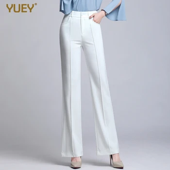 

Women Fashion Business Pants For Spring Summer Straight Striped Pants Plus Size Office Lady OL Elegant Trousers White M To 6XL
