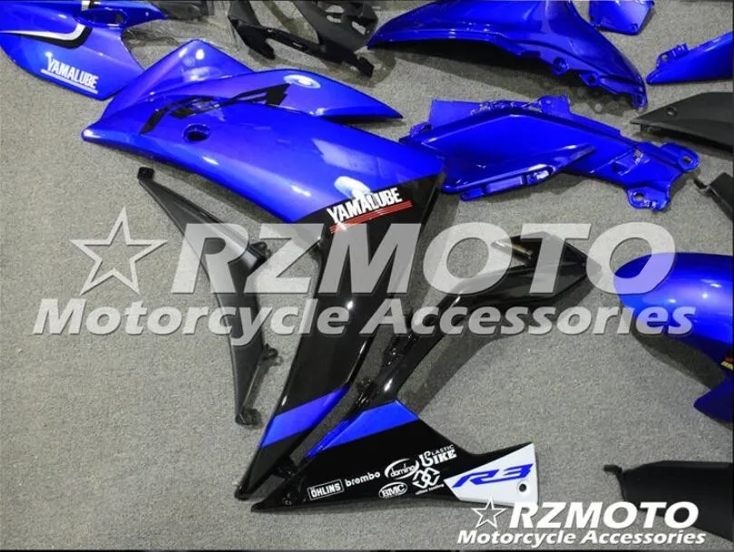 Стиль ABS литьевая форма мотоцикл Обтекатели подходит для YAMAHA R3 R25- 15-19 Кузов Набор на заказ синий черный