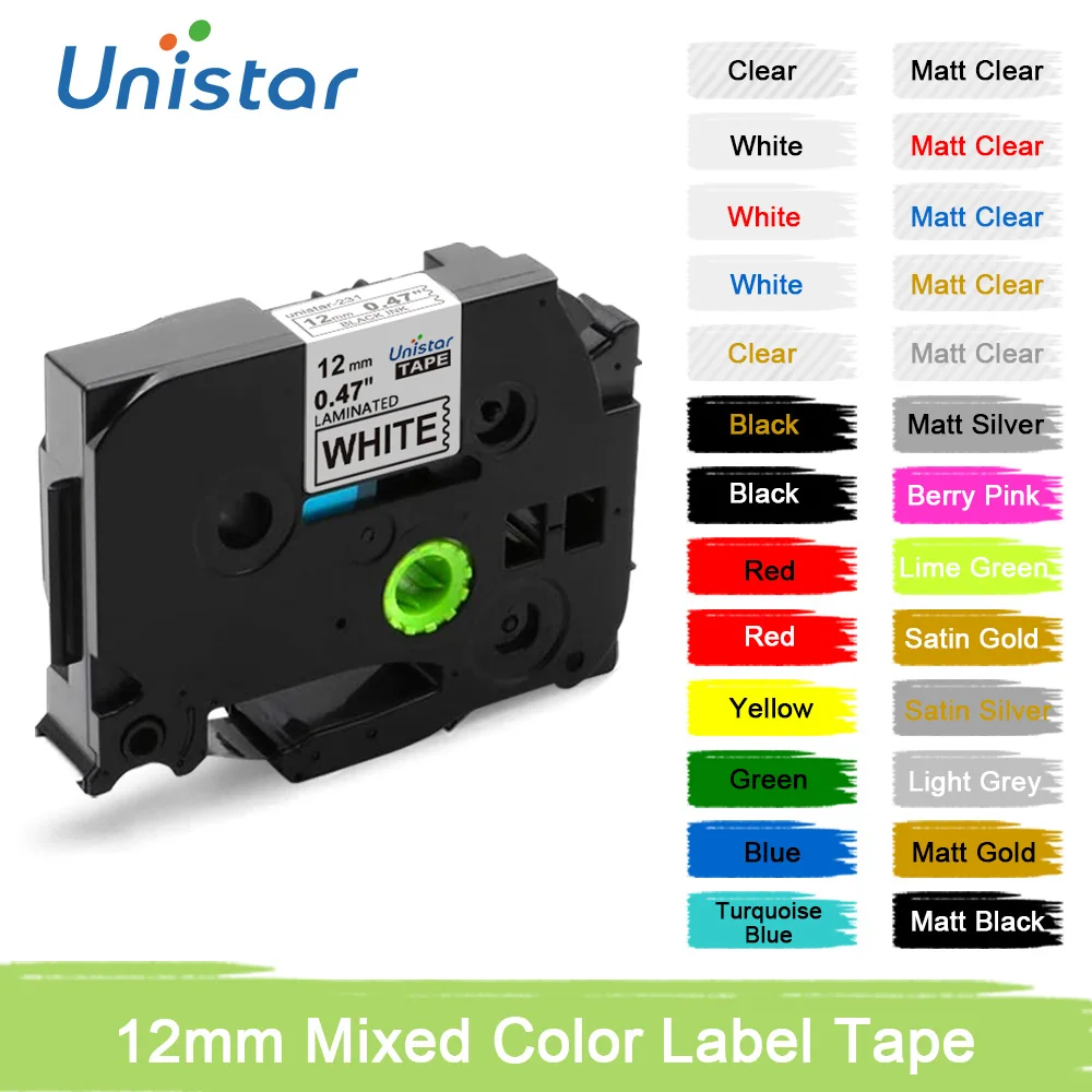 Label-Tape Printer 12mm Unistar Ribbon Multicolor Compatible 231 131 631 