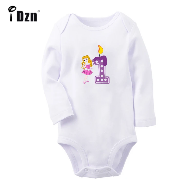 ieBabyW2824C Милый маленький Мулан, 1 год, Свеча на первый день рождения, боди для новорожденных, комбинезон с длинными рукавами для малышей, комбинезон, подарок - Цвет: ieBabyW2824C