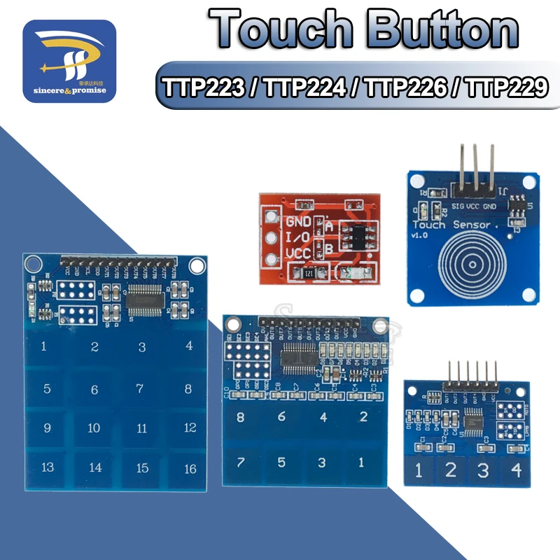 2Pcs TTP229 16-Wege Kapazitiver Berührungsschalter Digitaler tc 