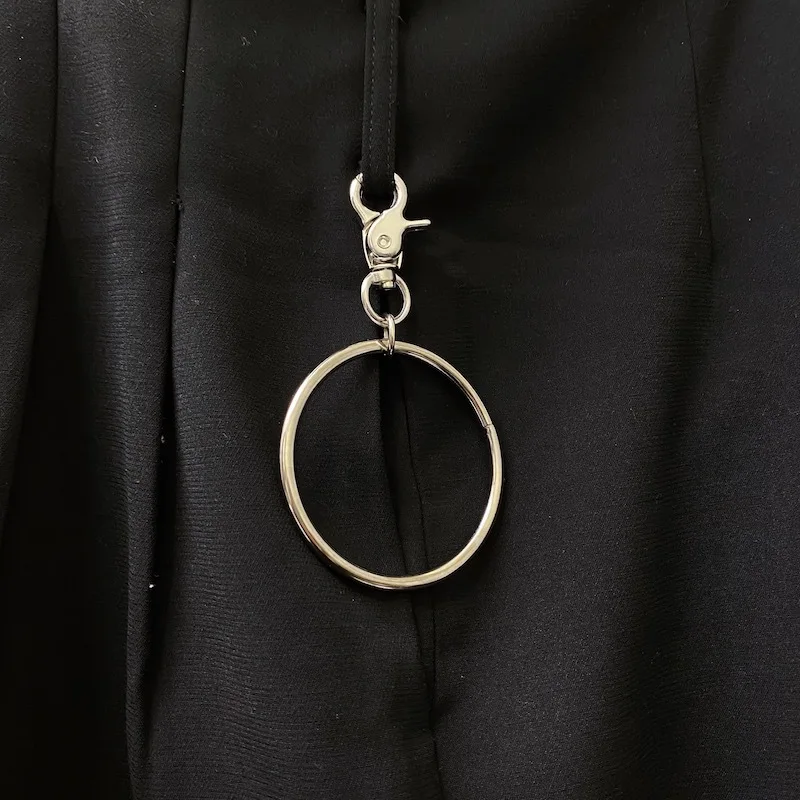 

New Ins pants decorated with large circle pants ring personality minority minimalist pants hanging men