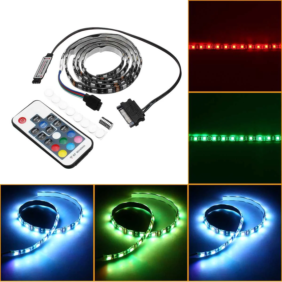 

RGB LED Strip DC12V 0.5/1M Waterproof 15Pin Magnetic LED Strip Light +17Keys Remote Control for HDTV TV Desktop Screen Light
