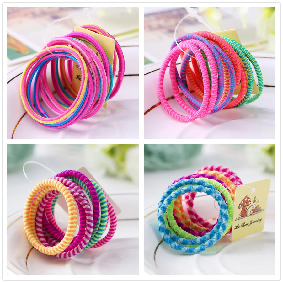 200 компл./лот 10 шт./компл. DIY Простые мульти ткани Детская резинка для волос Высокая эластичность резинка для волос Инструменты для укладки волос аксессуары HA1335