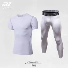 MZ мужская тренировочная одежда, комплект из двух предметов, Спортивная футболка с коротким рукавом+ штаны для йоги, быстросохнущие, ультра-тянущиеся, облегающие, баскетбольные, для улицы, тренировочные