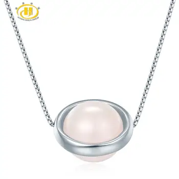 

Hutang Dancing Pendant Natural Gemstone Rose Quartz 925 Sterling Silver Necklace Fine Fashion Stone Jewelry for Women's Gift New