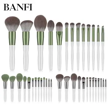 

BANFI New Foundation Makeup Brushes Set Green Powder Wood Handle Concealer Cosmetic Eyebrow Beauty Tool Eyelash