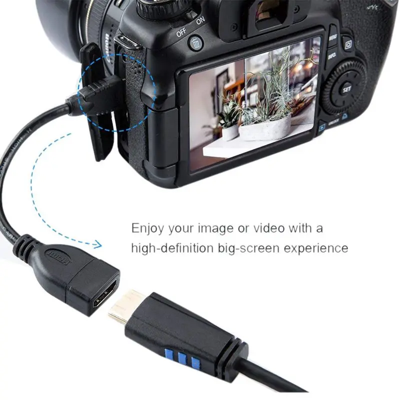 Mini HDMI to HDMI cable, Cable Creation 0.5ft Mini-HDMI Male to HDMI Female adapter, Support 1080P Full HD, 3D, 0.15M, Black