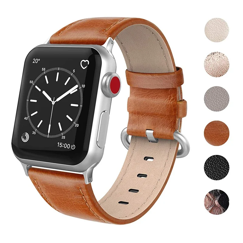 Ремешок из натуральной кожи для apple watch band 44 мм 40 42 38 браслет iwatch 6/5/4/3/2/1 аксессуары