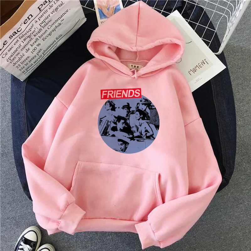 Друзья ТВ шоу Женская толстовка Розовая Одежда harajuku ulzzang толстовка с капюшоном негабаритных уличная Женская графическая хип-хоп