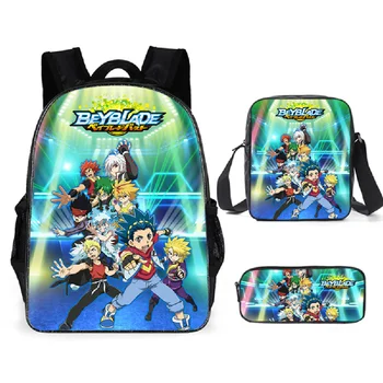 

3Pcs/set New Game Anime Beyblade Burst Print School Bag Sets for Teenager Boys Cool Cartoon Kids Schoolbags Children Bookbags