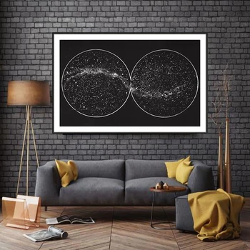 

Modern Retro French Star Map Decorative Painting Night Sky Galaxy Starry Sky Map Living Room Room Print Canvas Painting