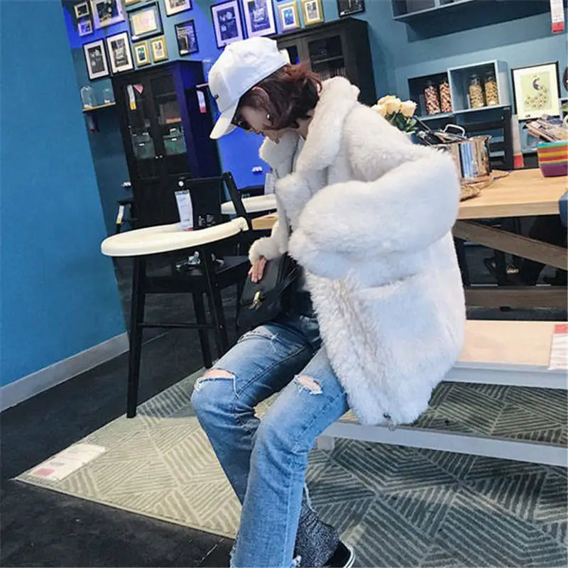 Fashion New Winter Women Casual Real Wool Fur Slim Coat Lady Natural Sheep Shearing Fur Thick Warm Jacket Abrigo Mujer J121
