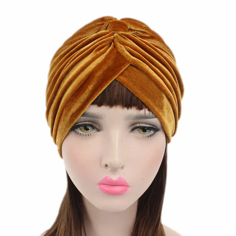 New Woman Hijabs Velvet Cross Twist Turban Hat Chemo Head Cap Beanie Ladies Hair Accessories Muslim Scarf Loss | Тематическая