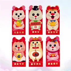 Enveloppes cadeaux Rat rouge, paquet de 18 pièces, 2020, dessin animé, pour nouvel an, anniversaire, mariage chinois, motif aléatoire 