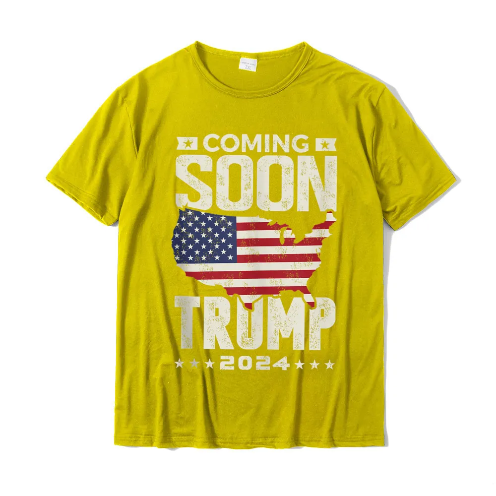 Fitness Tight 2021 Discount Design T Shirt Round Collar Summer 100% Cotton Short Sleeve T Shirts for Men Classic Top T-shirts Funny Coming soon Donald Trump 2024 political rally T Shirt Tank Top__21489 yellow
