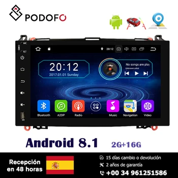 

Podofo 9'' Car Multimedia Player Android 8.1 Support Rear camera GPS Bluetoothfor ODB2 DVD Benz DPS Sound system